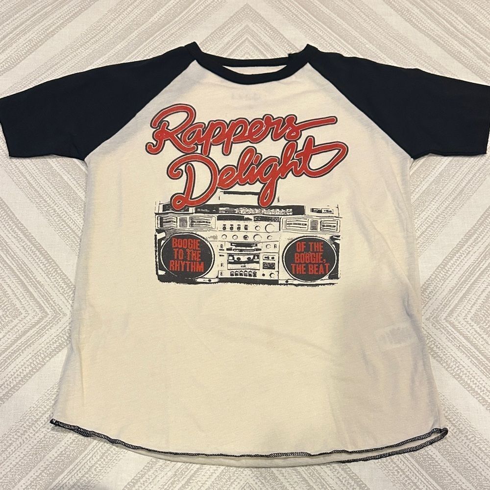 Rowdy Sprout Lyric Rappers Delight Boombox Raglan T-Shirt Size 8